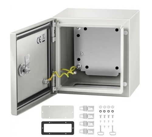 Electrical Enclosure 8 in. x 8 in. x 6 in. NEMA 4X Steel Junction Box Reinforced Lock and Hinge Outdoor Wall Mount - Lot 610