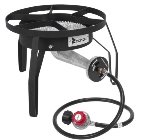 Ktaxon 0-20 Psi Regulator Propane 200,000BTU High Pressure Round Single Burner, Black 11.22"(Dia) - Lot 599