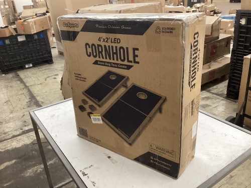 GoSports 4 ft. x 2 ft. LED Edition Cornhole PRO Regulation Size Bean Bag Toss Game Set. NO BAGS - Lot 396