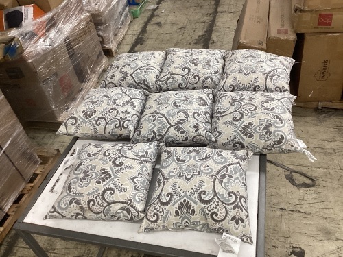 Lot of (8) Arden Selections 16 in. x 16 in. Neutral Aurora Damask Outdoor Square Pillows - Lot 463