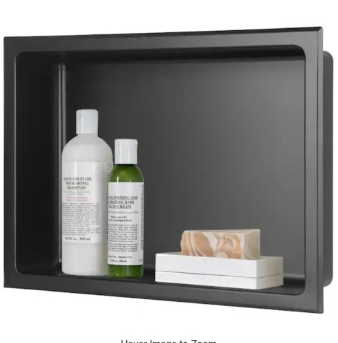 AKDY 16 in. W x 12 in. H x 4 in. D 18-Gauge Stainless Steel Bathroom Shower Wall Niche in Matte Black - Lot 493