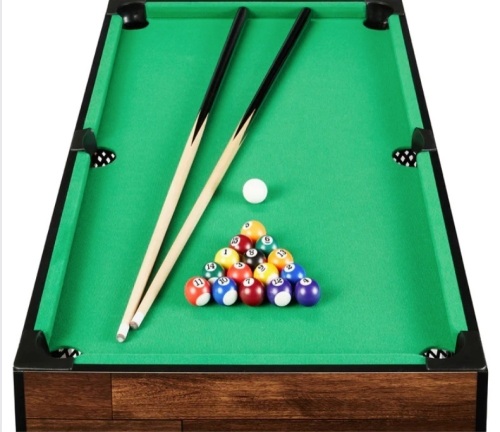 Tabletop Billiard Set, Pool Arcade Game Table w/ 2 Cues, Storage Bag - 40in - Lot 178
