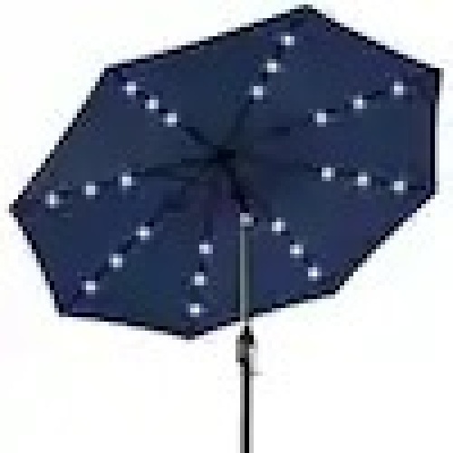 10 ft. Market Solar LED Lighted Tilt Patio Umbrella w/UV-Resistant Fabric in Navy Blue  - Lot 181