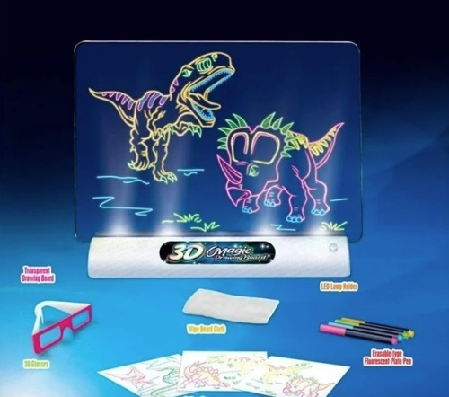 Lot of 2 3D Magic Drawing Board, Children's Illuminated Painting Board LED Writing Board for Kids Drawing Learning Writing - Lot 260