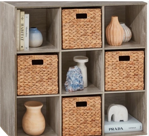 9-Cube Bookshelf Storage Display w/ 3 Removable Panels, Customizable Design - Lot 184