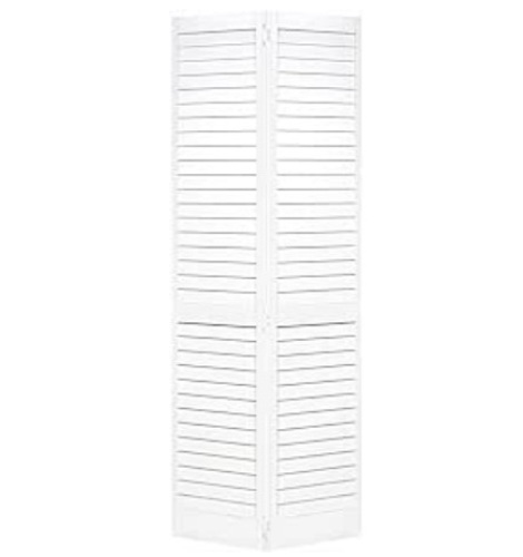 Closet Doors, Bi-fold, Louver Louver Plantation Primed White-cosmetic damage - Lot 75
