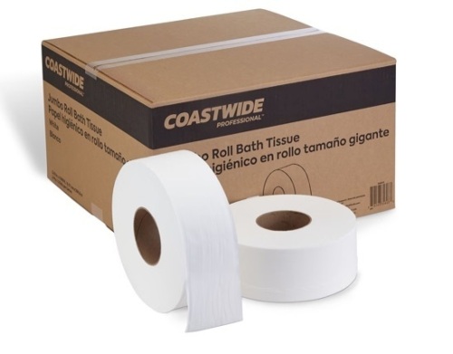 Coastwide Professional Jumbo Toilet Paper, Heavy 1-ply, White, 1000 ft./Roll, 12 Rolls/Carton - Lot 292