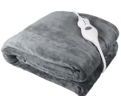 50 in. x 60 in. Grey Heated Throw Blanket - Lot 523