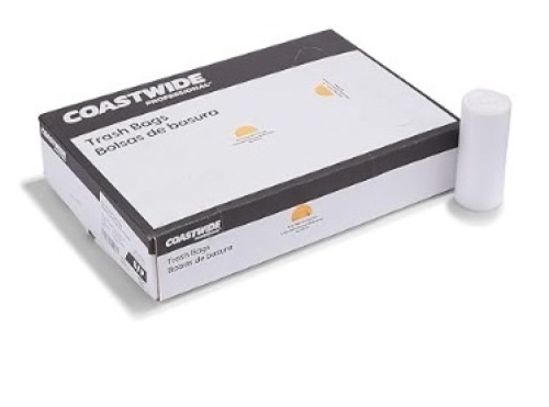 Coastwide Professional 12-16 Gallon Trash Bag, 24" x 33", High Density, 13 mic, Natural, 20 Rolls - Lot 296