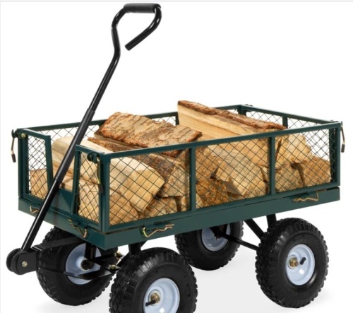 Steel Garden Utility Cart Wagon w/ 400lb Capacity, Removable Sides, Handle - Lot 223