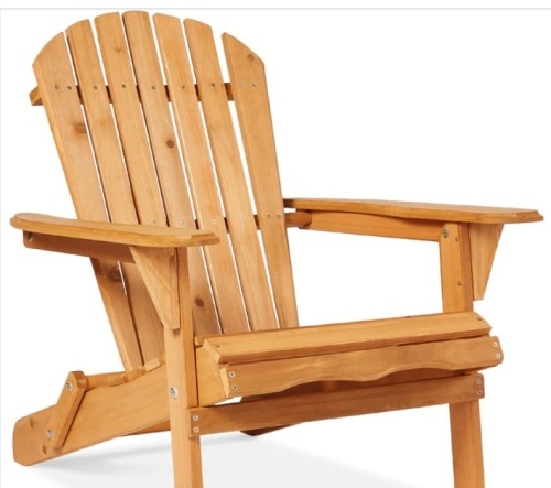 Folding Wooden Adirondack Chair, Accent Furniture w/ Natural Woodgrain - Lot 225