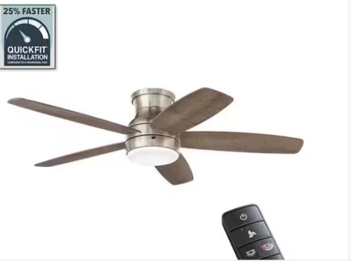Ashby Park 52 in. White Color Changing Integrated LED Brushed Nickel Ceiling Fan with Light Kit and Remote Control - Lot 528