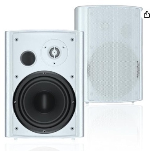 STUDIOFINIX 6.5 Inches Indoor Outdoor Speakers Waterproof Wired Wall Mount Active Speakers 400 Watt for Patio Garage,Deck,Backyard (White) - Lot 17