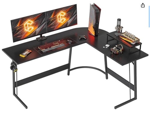 CubiCubi Modern L-Shaped Desk Computer Corner Desk, 59.1 Inch Home Office Writing Study Workstation with Small Table, Space Saving, Easy to Assemble - Lot 84
