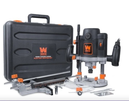 WEN RT6033 15-Amp Variable Speed Plunge Woodworking Router Kit with Carrying Case and Edge Guide - Lot 132