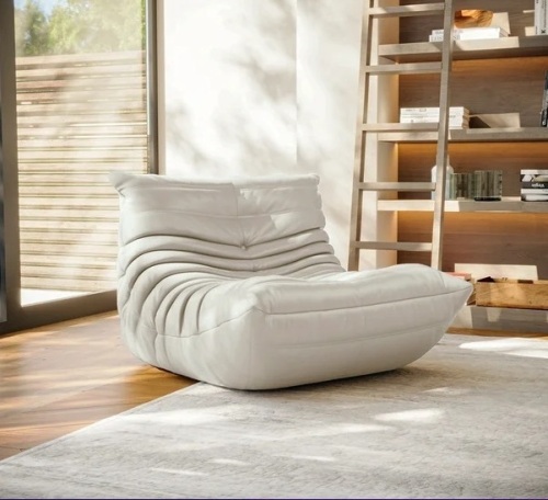 Fireside Chair Bean Bag Sofa Boho Couch Single Sofa Chair Foam Floor Chairs for College Dorm Upholstered Furniture White - Lot 15