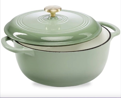 Cast-Iron Dutch Oven Kitchen Cookware w/ Enamel, Handles - 6qt - Lot 133