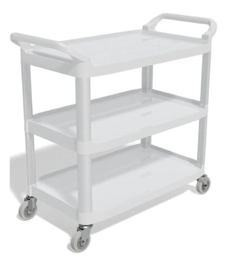 Staples 3-Shelf Plastic Utility Cart with Wheels Gray  - Lot 246