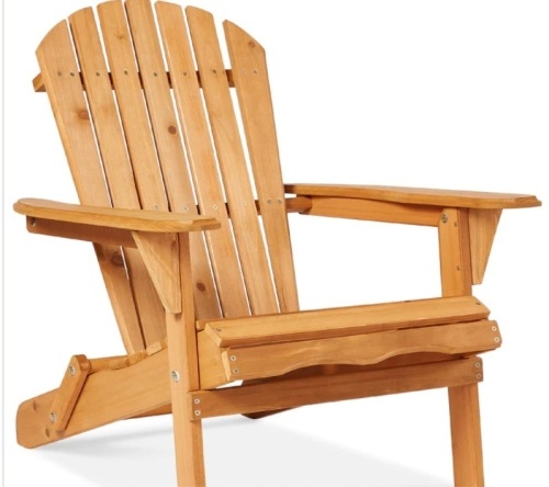 Folding Wooden Adirondack Chair, Accent Furniture w/ Natural Woodgrain - Lot 378