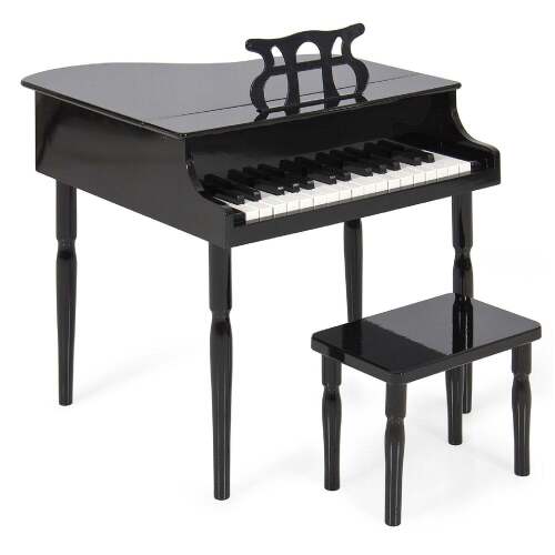 Kids Mini Wooden Grand Piano w/ Lid, Bench, Music Rack, Song Book, Stickers - Lot 4839