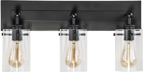 Hampton Bay Lighting Regan 21 in. 3-Light Espresso Bronze Bathroom Vanity Light with Clear Glass Shades - Lot 5179