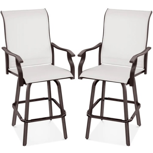 Set of 2 Swivel Barstools w/ 360 Rotation, All-Weather Mesh - Lot 5440