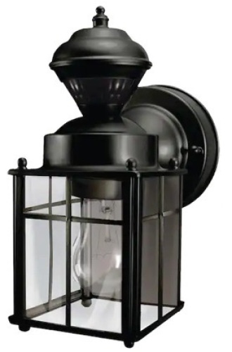Bayside 9.5 in. Black Farmhouse 150-Degree Motion Sensor Outdoor 1-Light Wall Sconce - Lot 5632