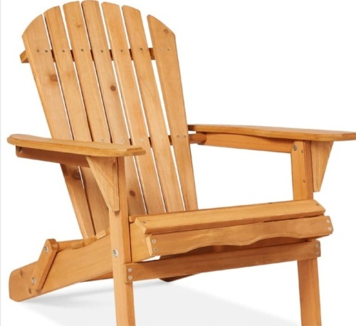 Folding Wooden Adirondack Chair, Accent Furniture w/ Natural Woodgrain - Lot 378