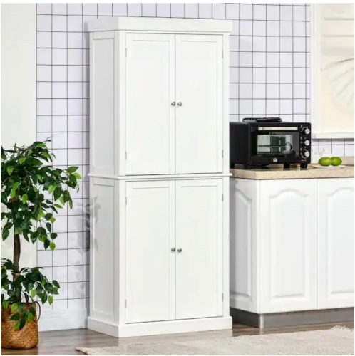 HOMCOM 6-Shelf White Wood Pantry Organizer with Adjustable Shelves - Lot 57