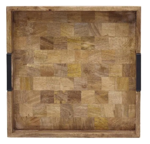 Mikasa Gourmet Basics Brown Wood Avery Square 14 W x 3 H x 14 D Lazy Susan Tray - Lot 600