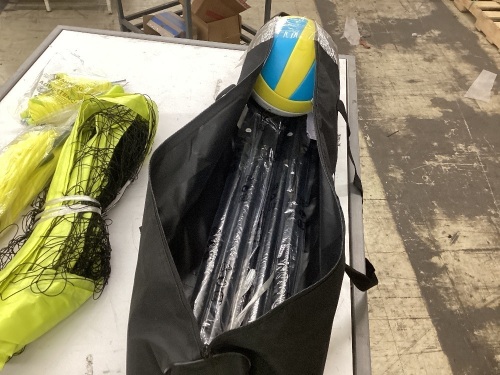 Outdoor Portable Volleyball Net System with Adjustable Height 1.25 in. Dia Steel Poles Professional Volleyball Set - Lot 660