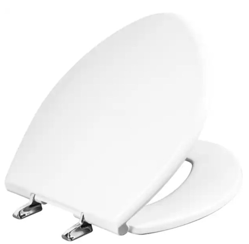 Bemis Paramont Elongated Plastic Closed Front Toilet Seat in White Never Loosens and Weight Capacity of 1,000 lbs - Lot 750