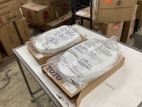 Lot of (2) TOTO SoftClose Elongated Closed Front Toilet Seats in Cotton White - Lot 500
