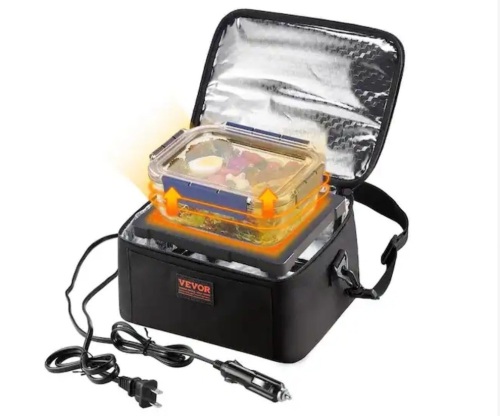 Vevor 3-in-1 Portable Oven 12V/24V/110V Portable Food Warmer, 80 Watt (Max 100 Watt) 2 qt. Electric Heated Lunch Bag - Lot 642
