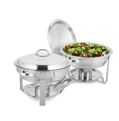 ROVSUN 2-Pack 5 QT Round Stainless Steel Chafing Dish Buffet Set with Lid Holder - Lot 247