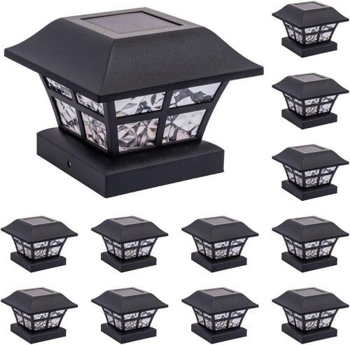 GreenLighting Evolve Black Solar Post Cap Lights fit 4x4 5x5 Vinyl/PVC, 12 Pack  - Lot 570