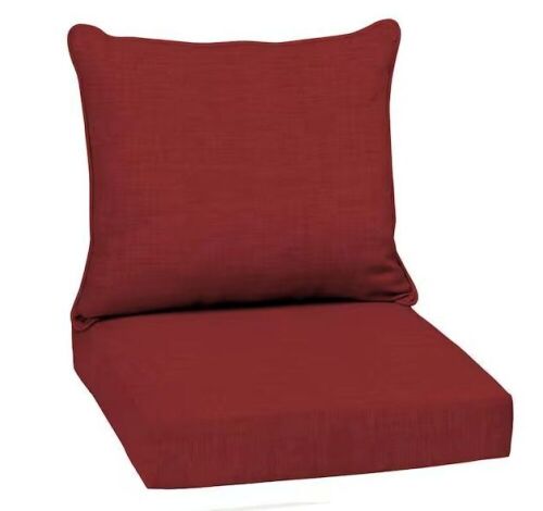 Arden Selections 22 in. x 24 in. 2-Piece Deep Seating Outdoor Lounge Chair Cushion in Ruby Red Leala  - Lot 332