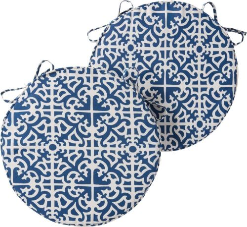 18" Round Outdoor Reversible Dining Seat Cushion, Set of 2  - Lot 522