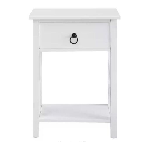 12 in. White Rectangle Wood End Table with Drawer and Shelf   - Lot 542