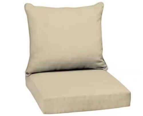 Arden Selections 22 in. x 24 in. 2-Piece Deep Seating Outdoor Lounge Chair Cushion in Tan Leala  - Lot 314