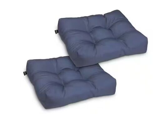 Classic Navy 19 in. L x 19 in. W x 5 in. Thick Square Patio Seat Cushion, 2 Pack  - Lot 472