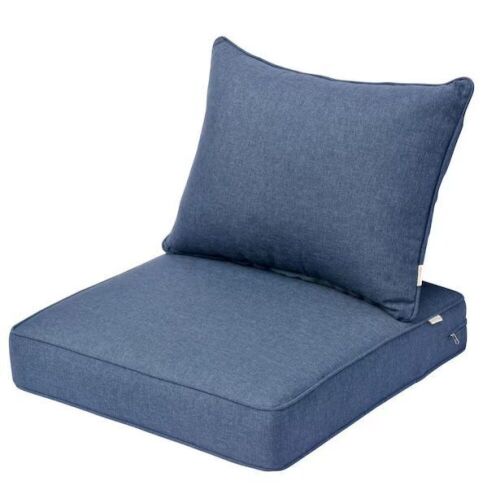 Tecci 25 in. x 25 in. Olefin 2-Piece Deep Seating Outdoor Lounge Chair Cushion in Denim Blue  - Lot 225