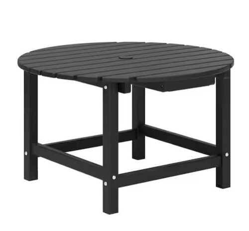 Round 32 in. Black Outdoor Coffee Table with Umbrella Hole  - Lot 364
