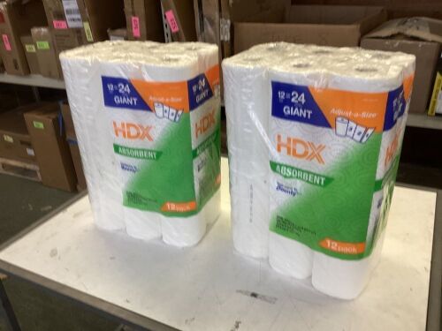 Lot of (2) HDX Select-A-Size White Paper Towel Roll, 140-Sheets, 12 Rolls Per Pack - Lot 621