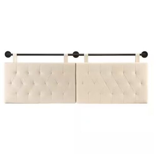 Nathan James Remi 71 in. W King Wall Mount Button Tufted Adjustable Headboard with Black Metal Rail  - Lot 88