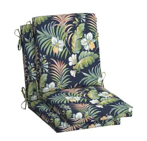 Arden Selections 20 in. x 20 in. Simone Blue Tropical High Back Outdoor Dining Chair Cushion, 2 Pack   - Lot 384