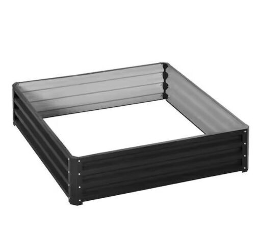 Outsunny 4 ft. x 4 ft. x 1 ft. Grey Steel Raised Garden Bed Box with Weatherized Steel Frame  - Lot 633