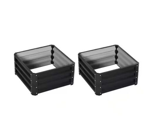 Outsunny 2 ft. x 2 ft. x 1 ft. Grey Steel Raised Garden Bed Box with Steel Frame, 2 Pack   - Lot 544