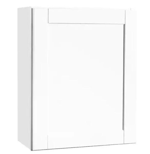 Hampton Bay Shaker 24 in. W x 12 in. D x 30 in. H Assembled Wall Kitchen Cabinet in Satin White - Lot 338