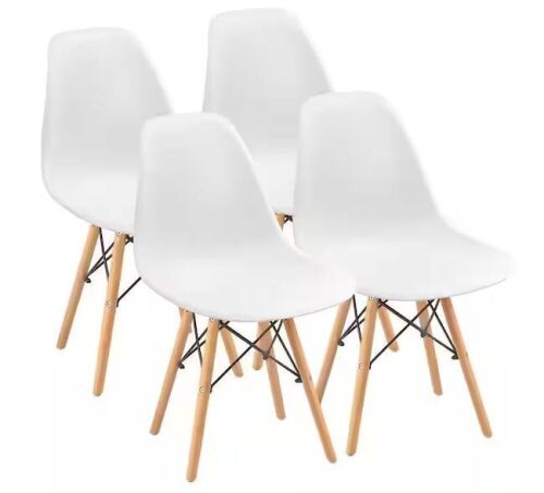 Eames White Pre Assembled Mid Century Modern Style Dining Chairs, Set of 4  - Lot 241